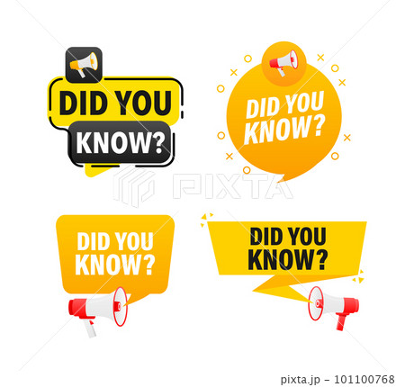 Megaphone label set with text did you know. Did you know announcement banner 101100768