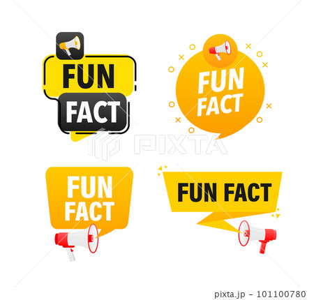 Megaphone label set with text fun fact. Fun fact announcement banner Megaphone label set with text fun fact. Fun fact announcement banner 101100780