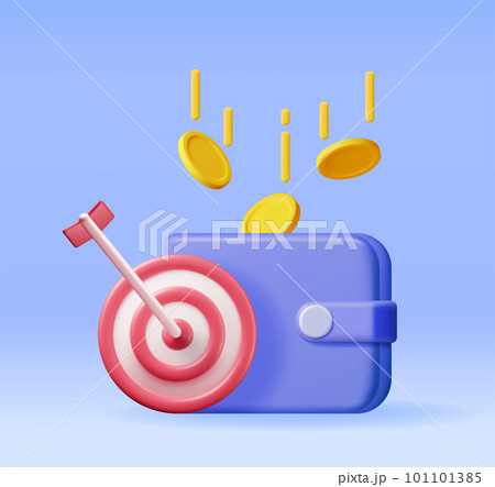 3D Wallet with Coins and Target with Arrow 3D Wallet with Coins and Target with Arrow 101101385