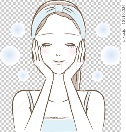 皮膚濕潤的年輕女子的插圖 皮膚濕潤的年輕女子的插圖 101101526