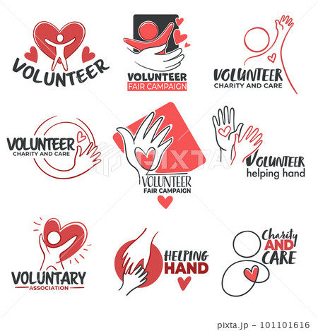 Volunteer signs and volunteering community icons Volunteer signs and volunteering community icons 101101616