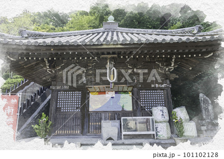 水彩画風　和歌山　紀三井寺　大師堂　和歌山県和歌山市 101102128
