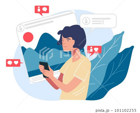 Teenager communicating and chatting in network Teenager communicating and chatting in network 101102255