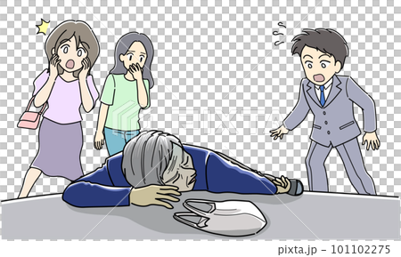 Fallen elderly men and surprised people Fallen elderly men and surprised people 101102275