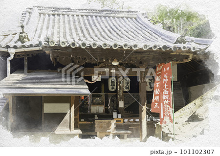 水彩画風 和歌山 紀三井寺 宝蔵院 和歌山県和歌山市 水彩画風 和歌山 紀三井寺 宝蔵院 和歌山県和歌山市 101102307
