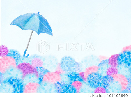 梅雨の雨の中の傘をさした梅雨イメージイラスト 101102840