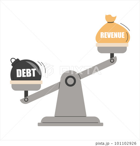 Debt and revenue on scales vector isolated 101102926