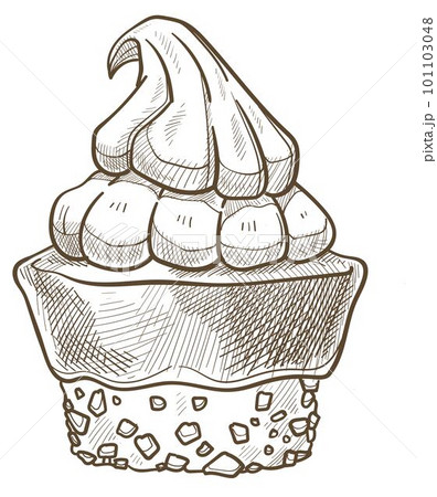 Sweet cookie or pie with mousse or cream vector 101103048