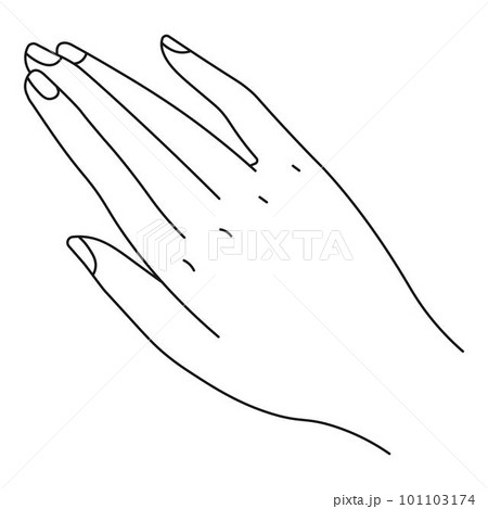Colorless hand with fingers and nails, line art Colorless hand with fingers and nails, line art 101103174