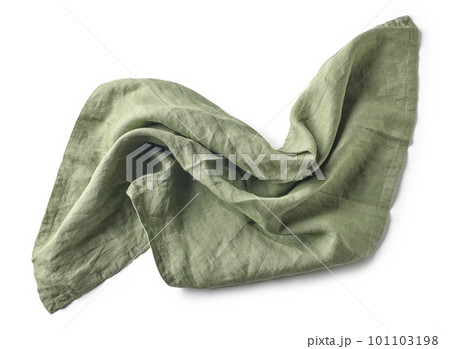 crumpled green cotton napkin 101103198