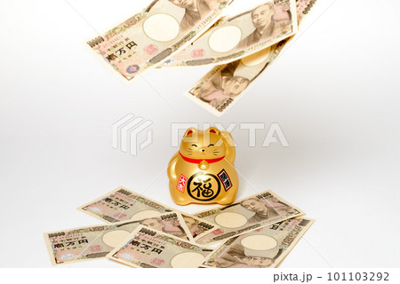 招き猫　金運を引き寄せる猫の置物 101103292