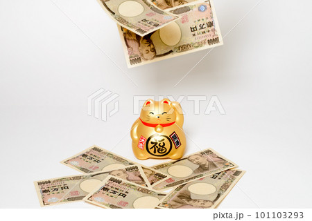 招き猫　金運を引き寄せる猫の置物 101103293