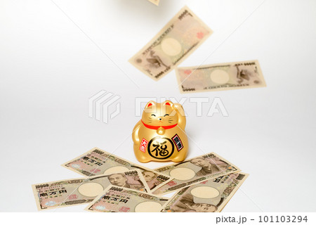 招き猫　金運を引き寄せる猫の置物 101103294