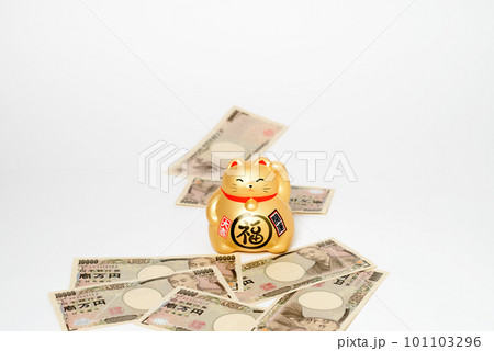 招き猫　金運を引き寄せる猫の置物 101103296