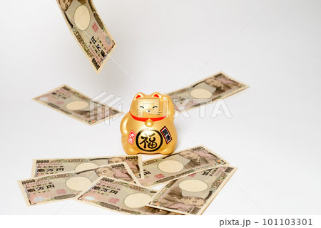 招き猫　金運を引き寄せる猫の置物 101103301