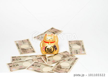 招き猫　金運を引き寄せる猫の置物 101103322