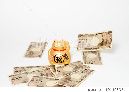 招き猫　金運を引き寄せる猫の置物 101103324