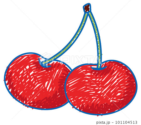 Cherry pencil colour child scribble style 101104513