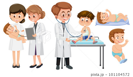 Set of baby nursing cartoon character Set of baby nursing cartoon character 101104572