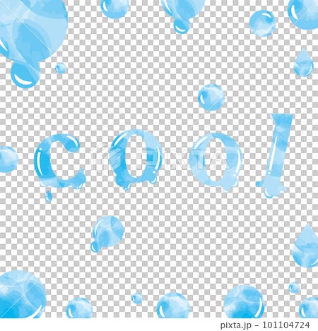 A cool summer square frame of watercolor polka dots and drops and a melting word "cool" 101104724