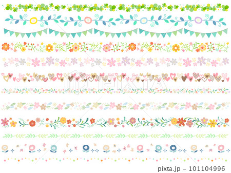 花、緑、葉っぱ、植物ラインのセット　12種類 101104996