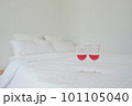 The white bedding and the white pillows make a 101105040