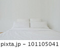 White bedding and white pillows are interior 101105041