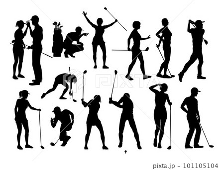 Golfer Golf Sports People Silhouette Set Golfer Golf Sports People Silhouette Set 101105104