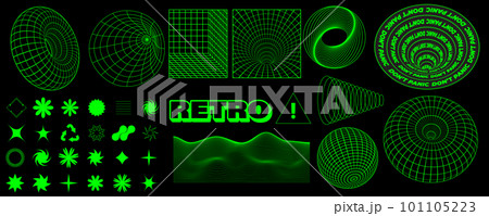 Cyberpunk design elements in retro futuristic style. Y2k aesthetic. 101105223