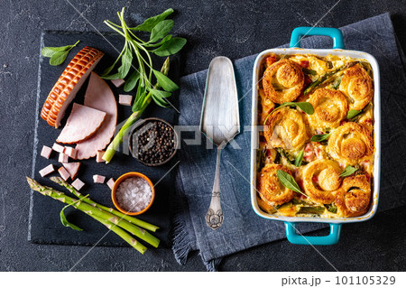 asparagus ham strata with sponge cake circles asparagus ham strata with sponge cake circles 101105329