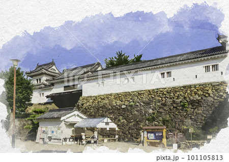 水彩画風 和歌山城 天守二の門 楠門 和歌山県和歌山市 水彩画風 和歌山城 天守二の門 楠門 和歌山県和歌山市 101105813