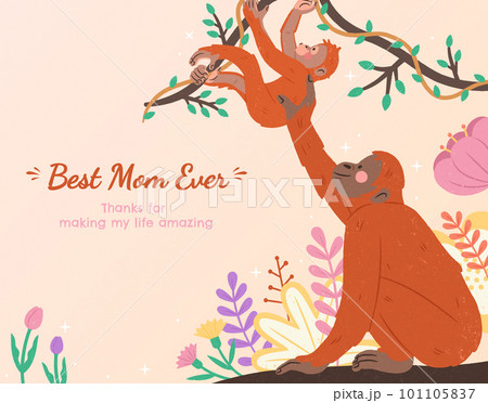 Ape taking care of baby ape Ape taking care of baby ape 101105837
