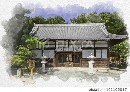 水彩画風　和歌山　玉津島神社　拝殿　和歌山県和歌山市 101106017