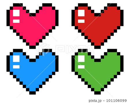 ドット絵のカラフルなハートセット 101106099