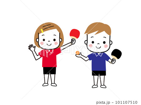 卓球をしている男の子と女の子 卓球をしている男の子と女の子 101107510