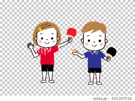 卓球をしている男の子と女の子 卓球をしている男の子と女の子 101107510