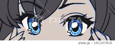 Anime manga blue eyes close up. Monochrome palette. Hand drawn vector Anime manga blue eyes close up. Monochrome palette. Hand drawn vector 101107810