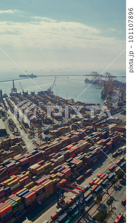 Aerial view of sea cargo port 101107896