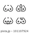 Sex with a woman's breasts helps a man to goal in line icon style. 101107924