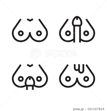Sex with a woman's breasts helps a man to goal in line icon style. Sex with a woman's breasts helps a man to goal in line icon style. 101107924