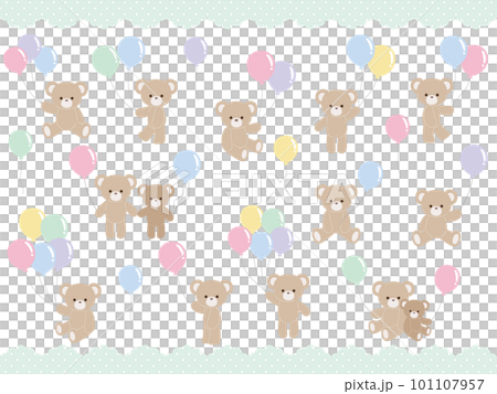 Balloon and cute bear illustration material set Balloon and cute bear illustration material set 101107957