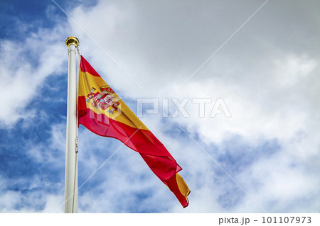 National flag of Spain waving in the wind 101107973