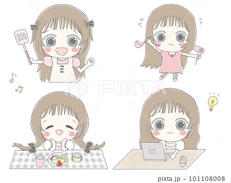 かわいい女の子の生活セット(カラー) 101108008