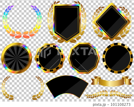 Set of 9 rainbow emblems black & gold 101108273