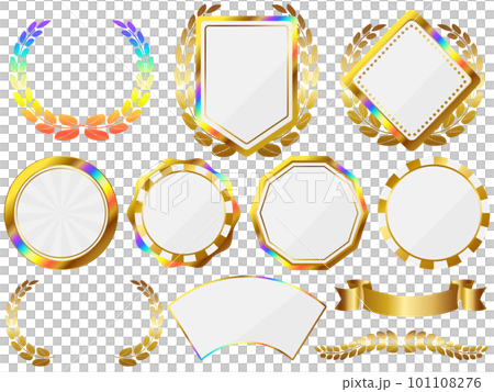 レインボーエンブレム9種セット　ホワイト＆ゴールド 101108276