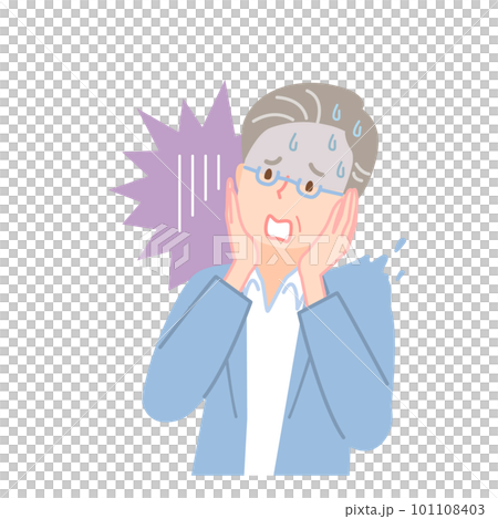 ショックな顔のシニア男性のベクターイラスト 101108403