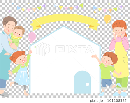 笑顔の家族とシンプルな家 101108585