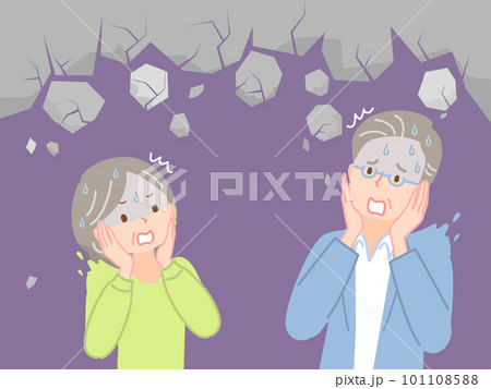 ショックを受けた顔のシニア夫婦のベクターイラスト ショックを受けた顔のシニア夫婦のベクターイラスト 101108588