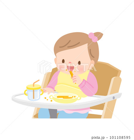 離乳食を食べる赤ちゃんのイラスト素材 101108595