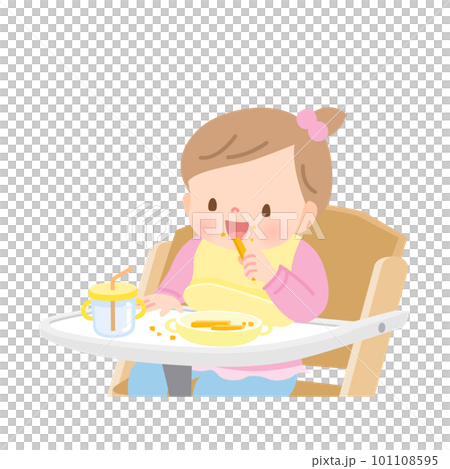 離乳食を食べる赤ちゃんのイラスト素材 101108595